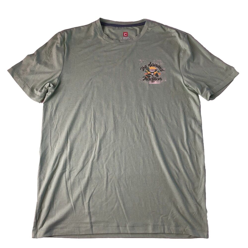 Chaps Men’s Take a Pitcher Spirited Tradition T-shirt Light Sage Medium NWT